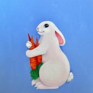 White Rabbit with Breakfast Painting